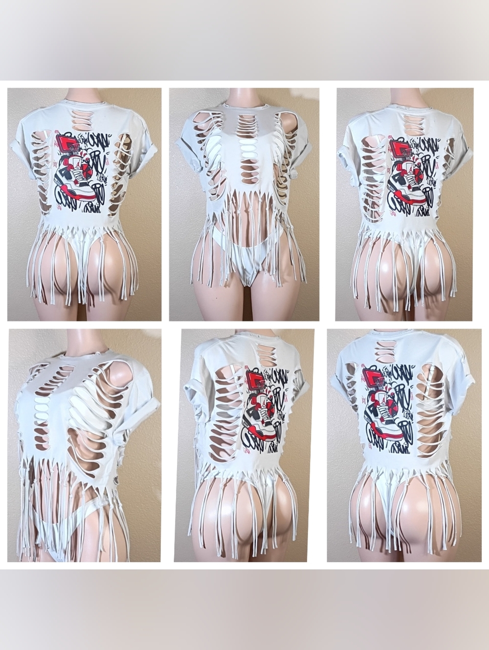 Women’s Distressed Fringe Graphic Tee